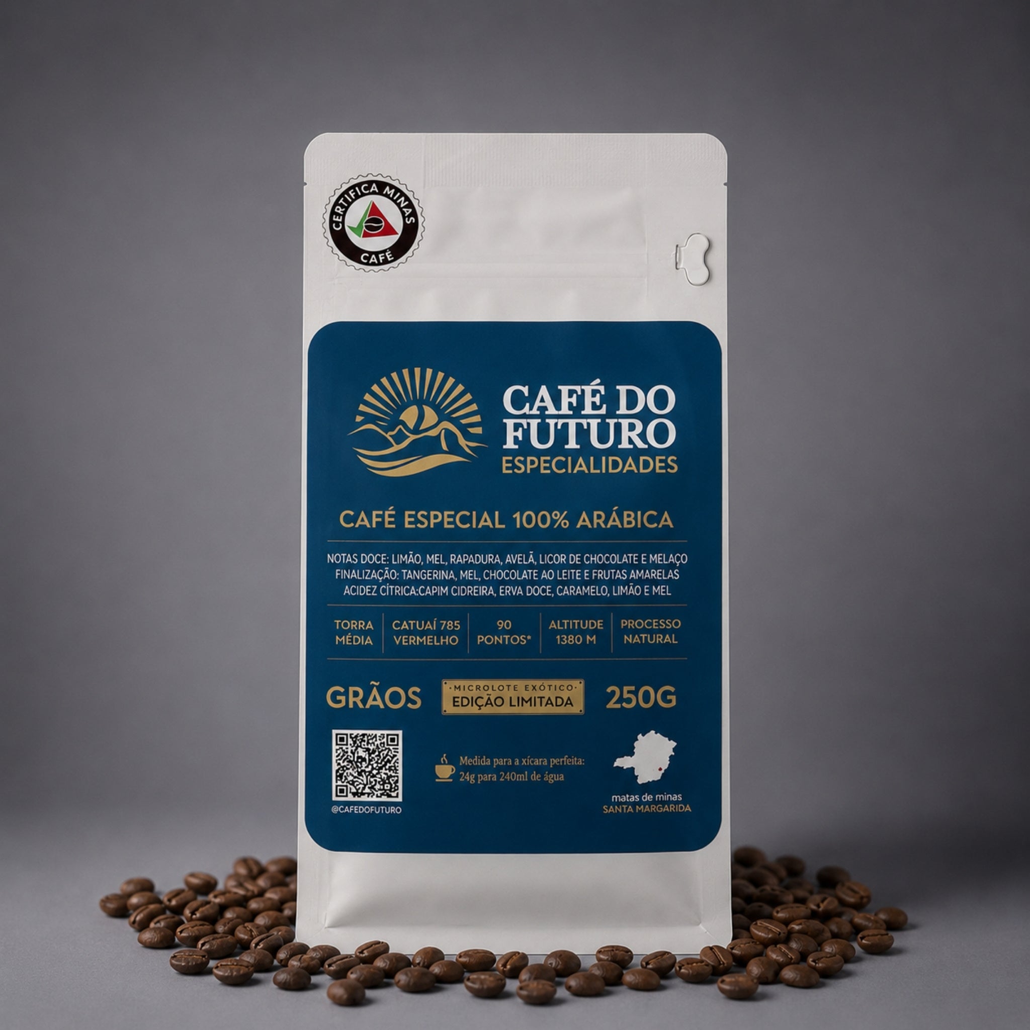 CAFÉ MICROLOTE 90 PONTOS TORRADO EM GRÃOS 250g