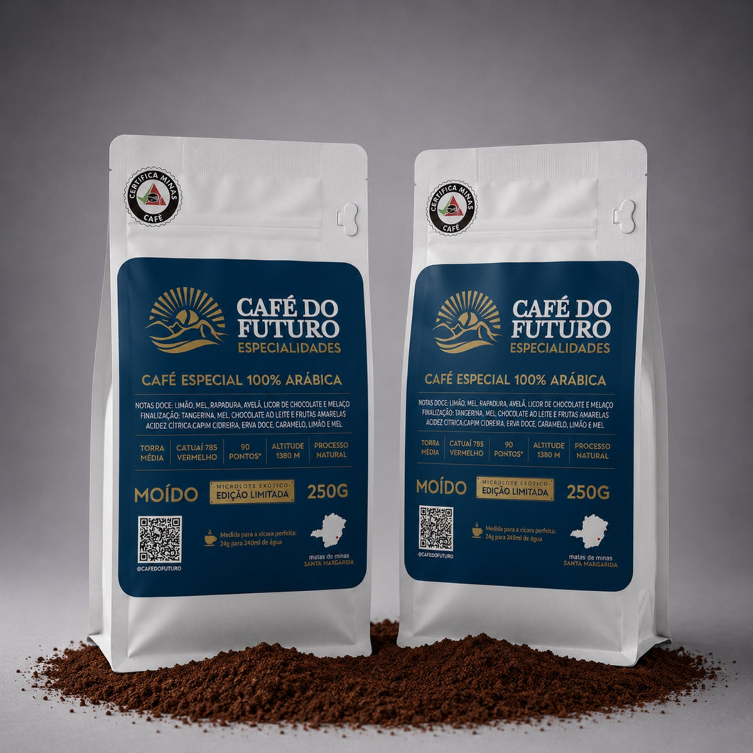 KIT 2 CAFÉS MICROLOTE 90 PONTOS TORRADO E MOÍDO 250g