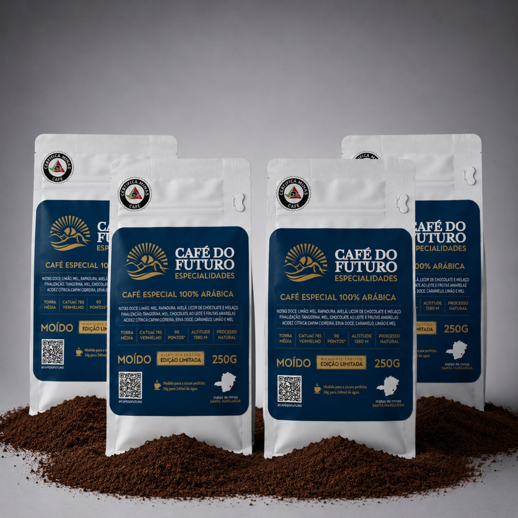 KIT 4 CAFÉS MICROLOTE 90 PONTOS TORRADO E MOÍDO 250g