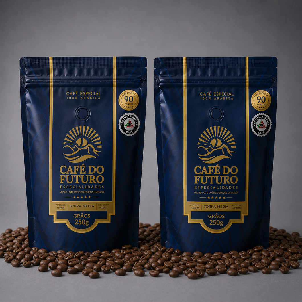 KIT 2 CAFÉS MICROLOTE 90 PONTOS TORRADO EM GRÃOS 250g