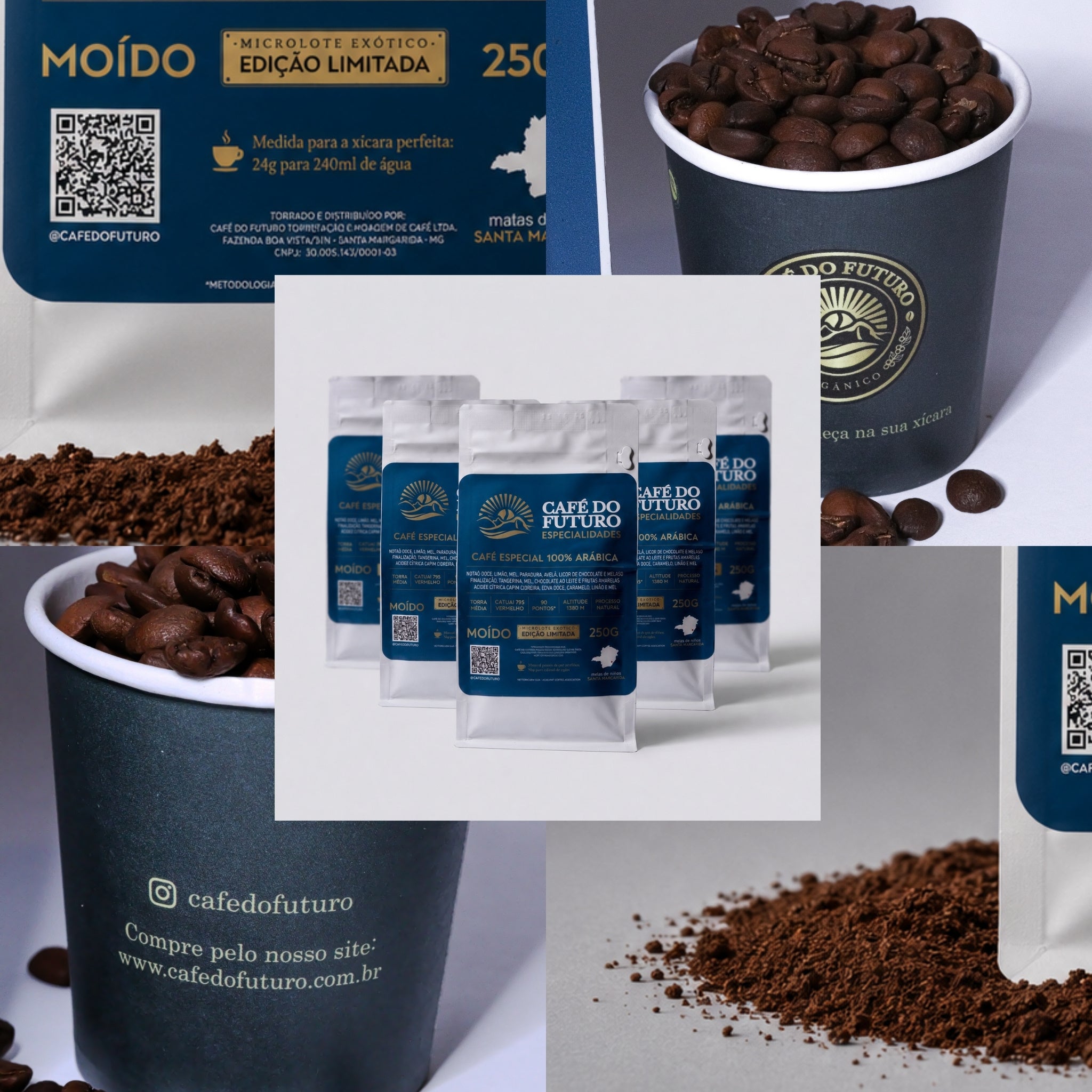 KIT 5 CAFÉS MICROLOTE 90 PONTOS TORRADO E MOÍDO 250g